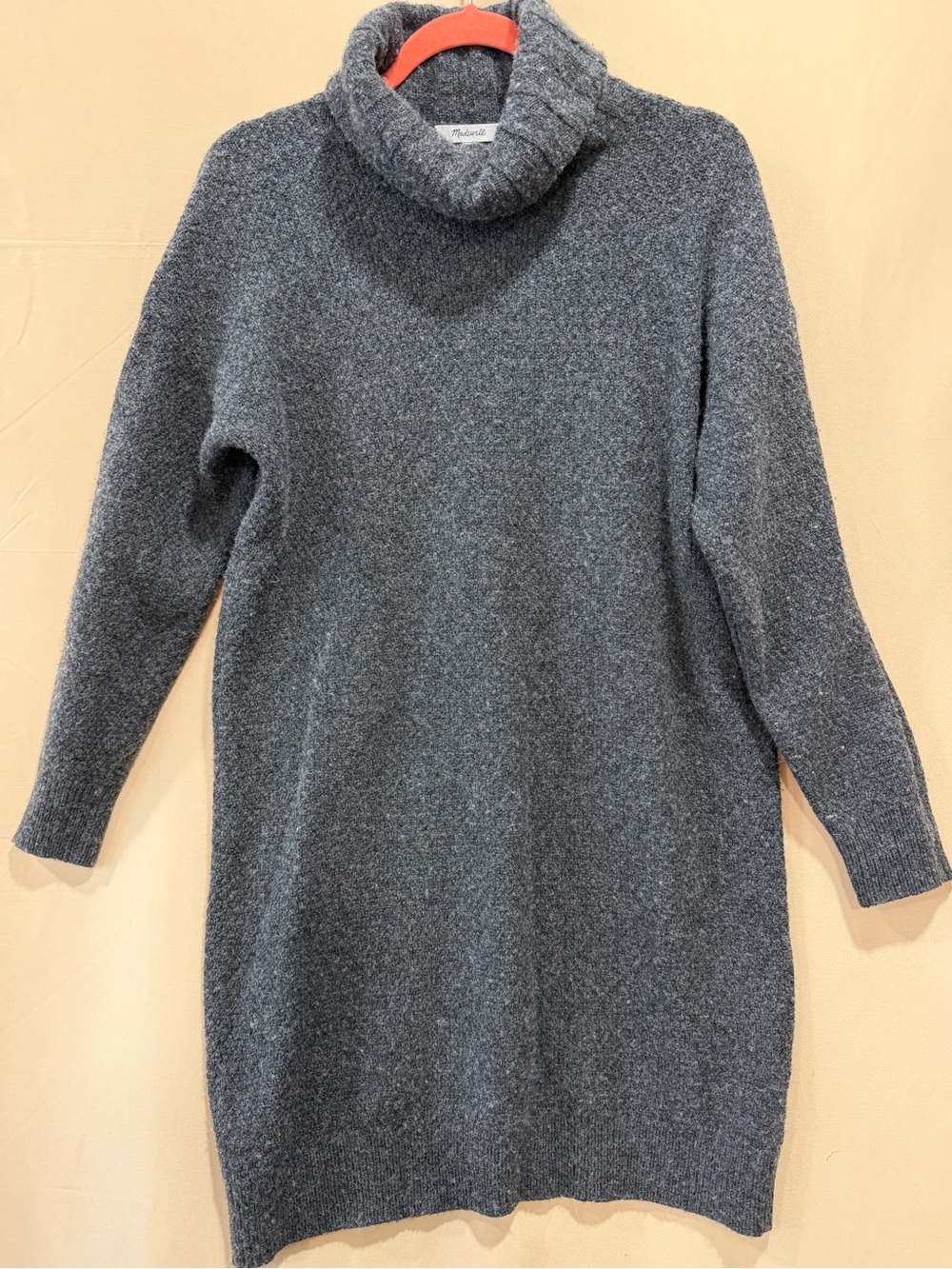Madewell Gray Wool Blend Mock Neck Turtleneck Sweater Dress Size M
